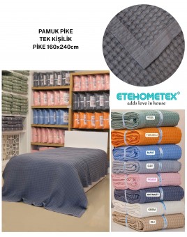 ETEHOMETEX HAVUZLU PİKE TEK KİŞİLİK 160X240CM ANTRASİT 8696474232083